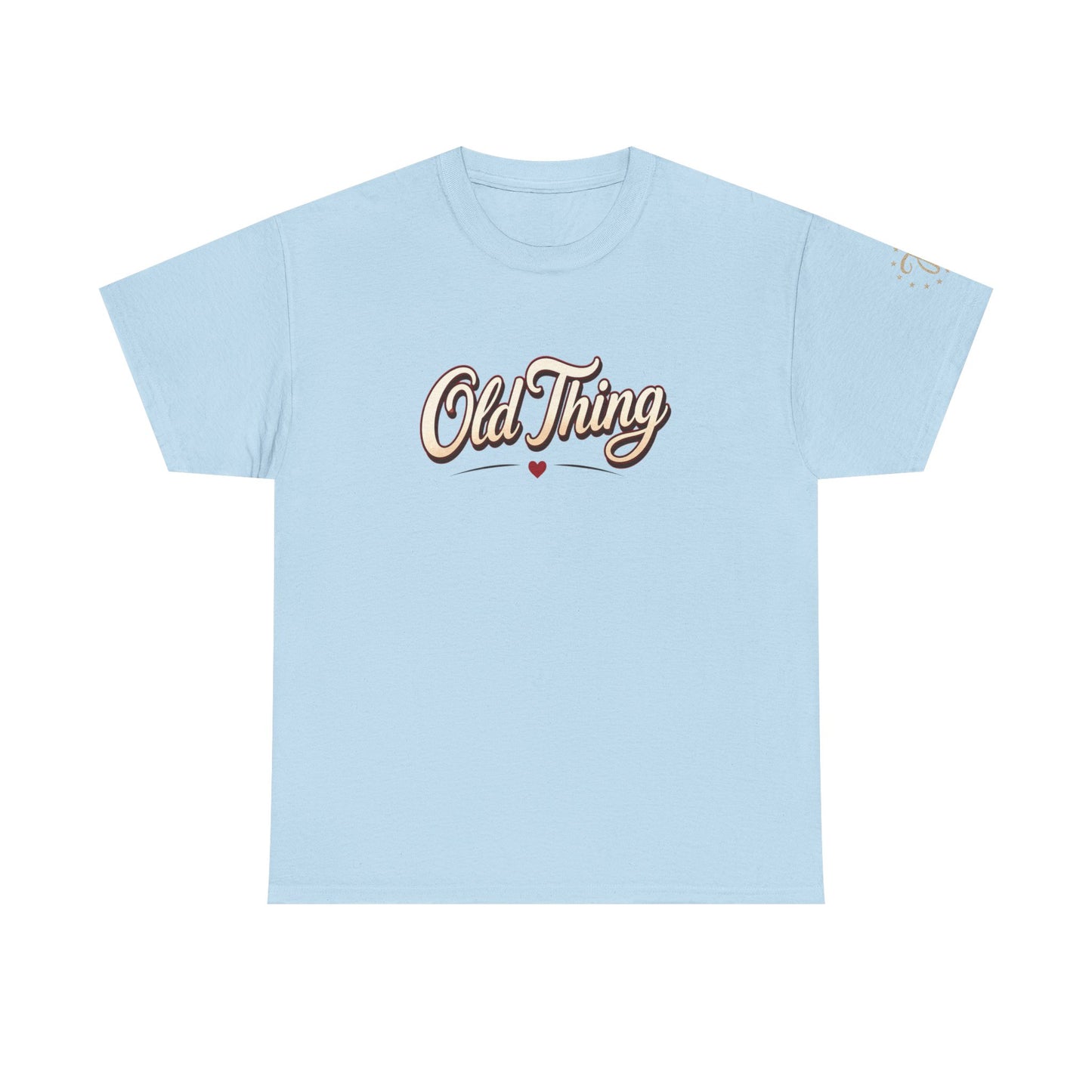 T-Shirt — "Old Thing" Retro Script Tee (We Are Spinning the Block)