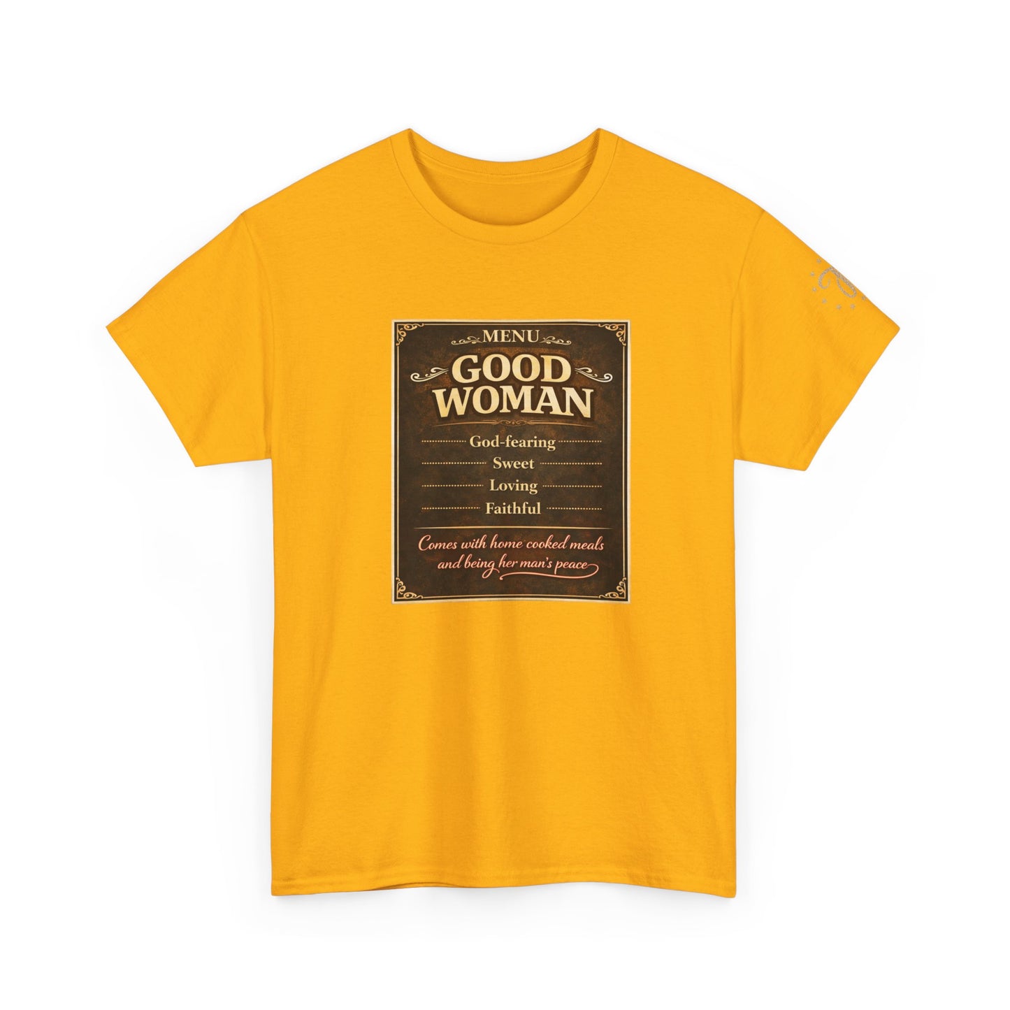 Good Woman Definition Tee — Vintage Plaque Graphic Women's Tee