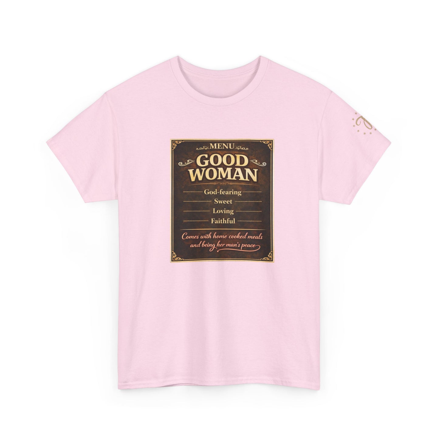 Good Woman Definition Tee — Vintage Plaque Graphic Women's Tee