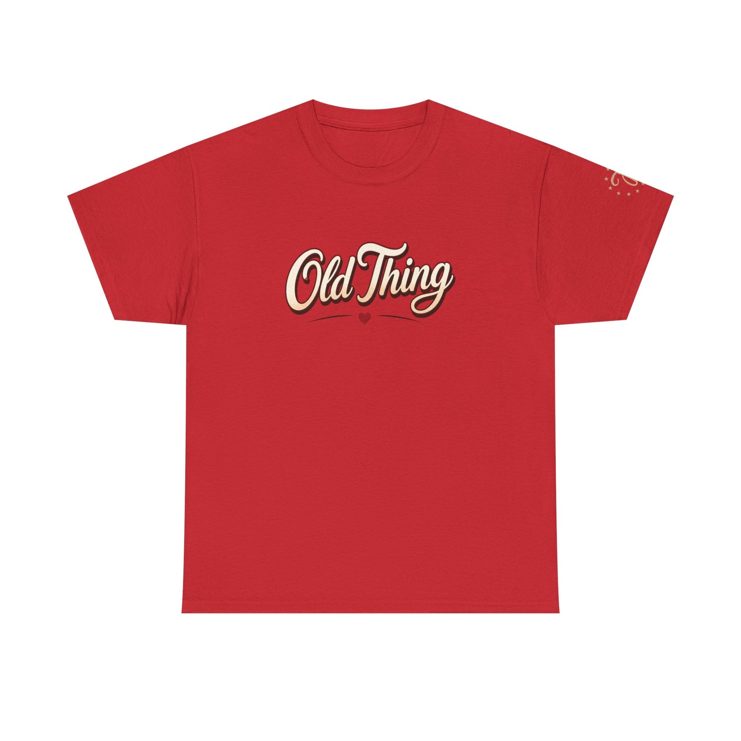 T-Shirt — "Old Thing" Retro Script Tee (We Are Spinning the Block)