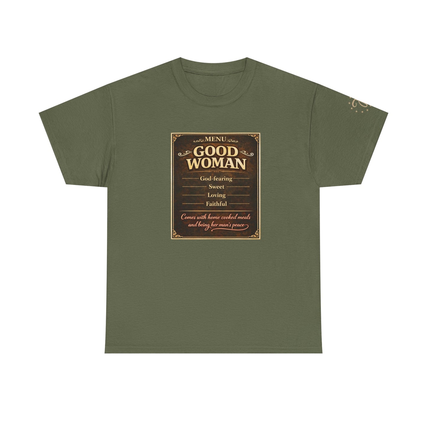 Good Woman Definition Tee — Vintage Plaque Graphic Women's Tee