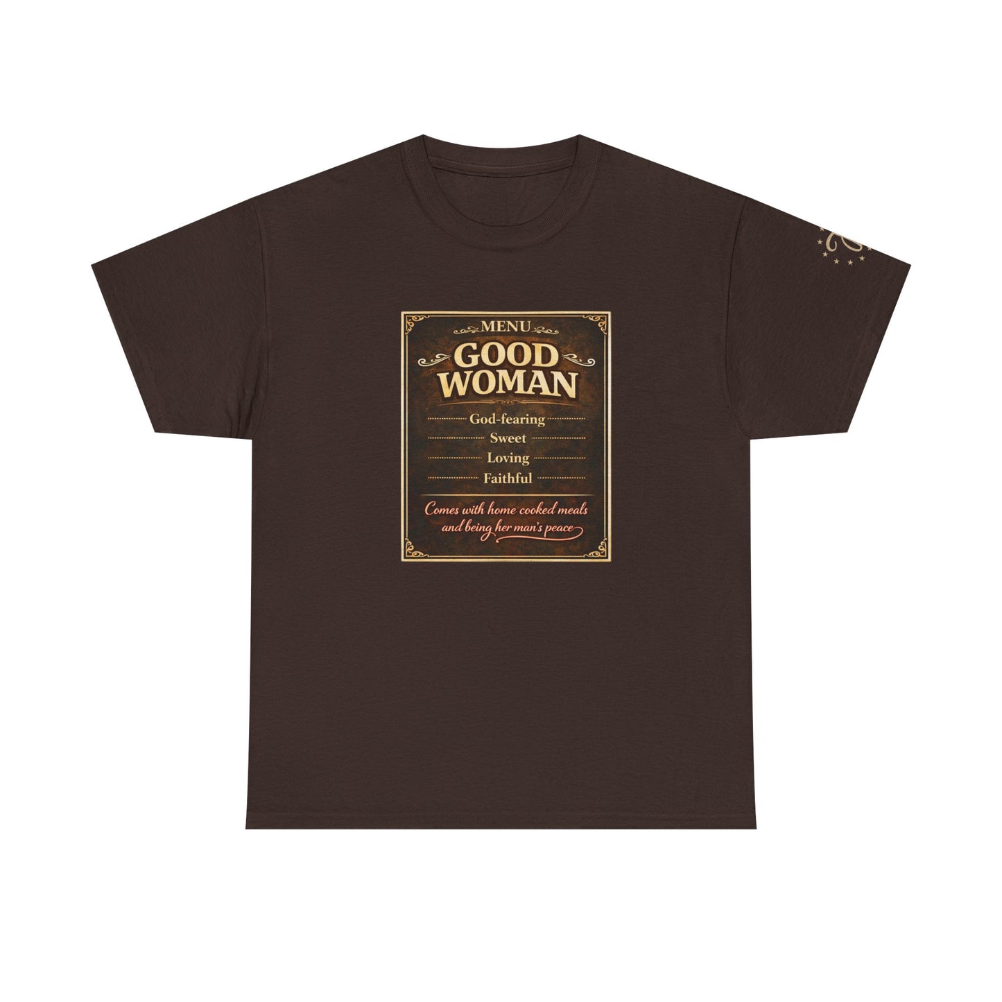 Good Woman Definition Tee — Vintage Plaque Graphic Women's Tee