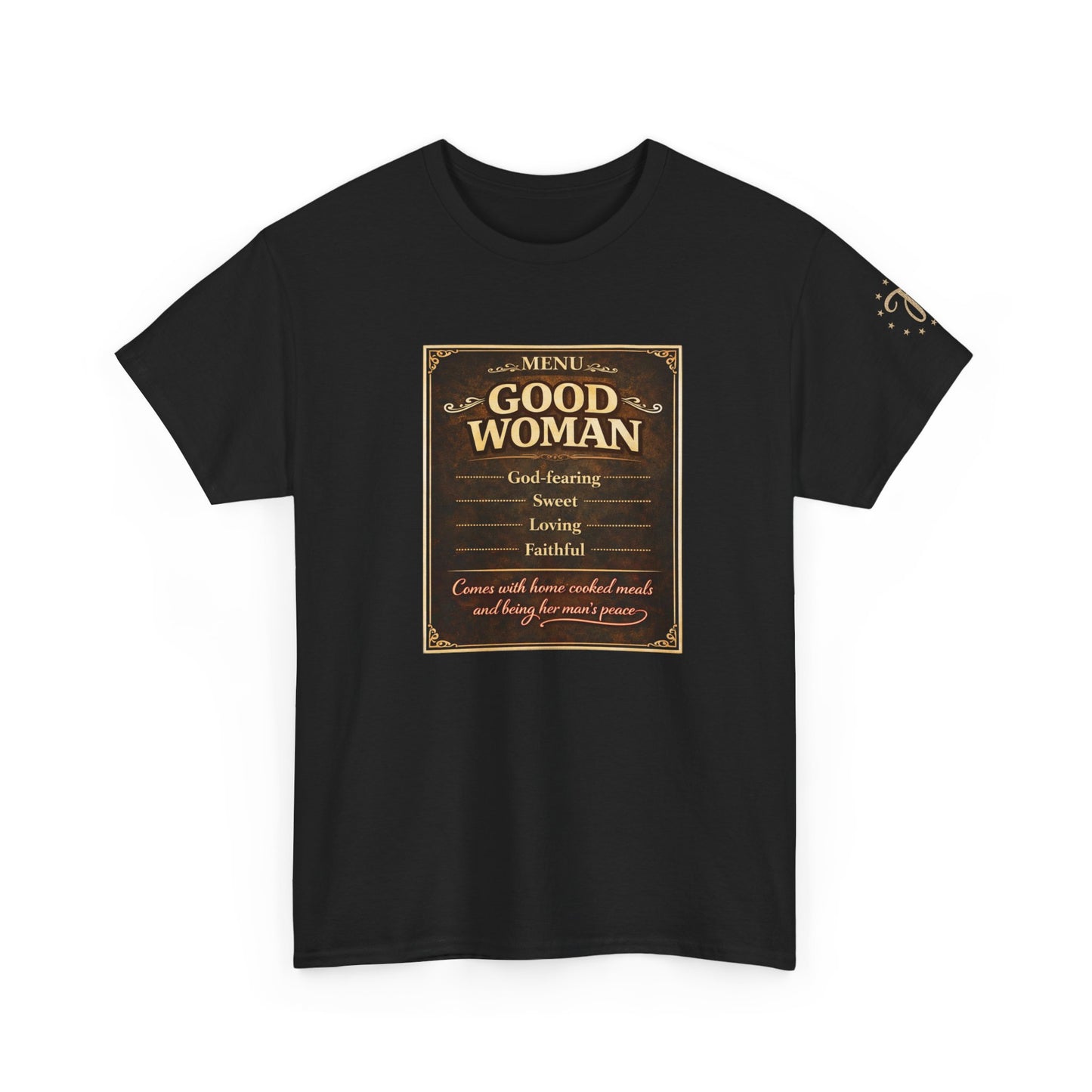 Good Woman Definition Tee — Vintage Plaque Graphic Women's Tee