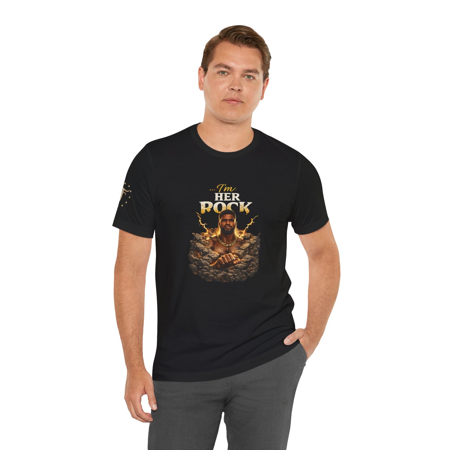 T-Shirt — "I'm Her Rock" Graphic Tee (Father’s Day, Romantic Gift)