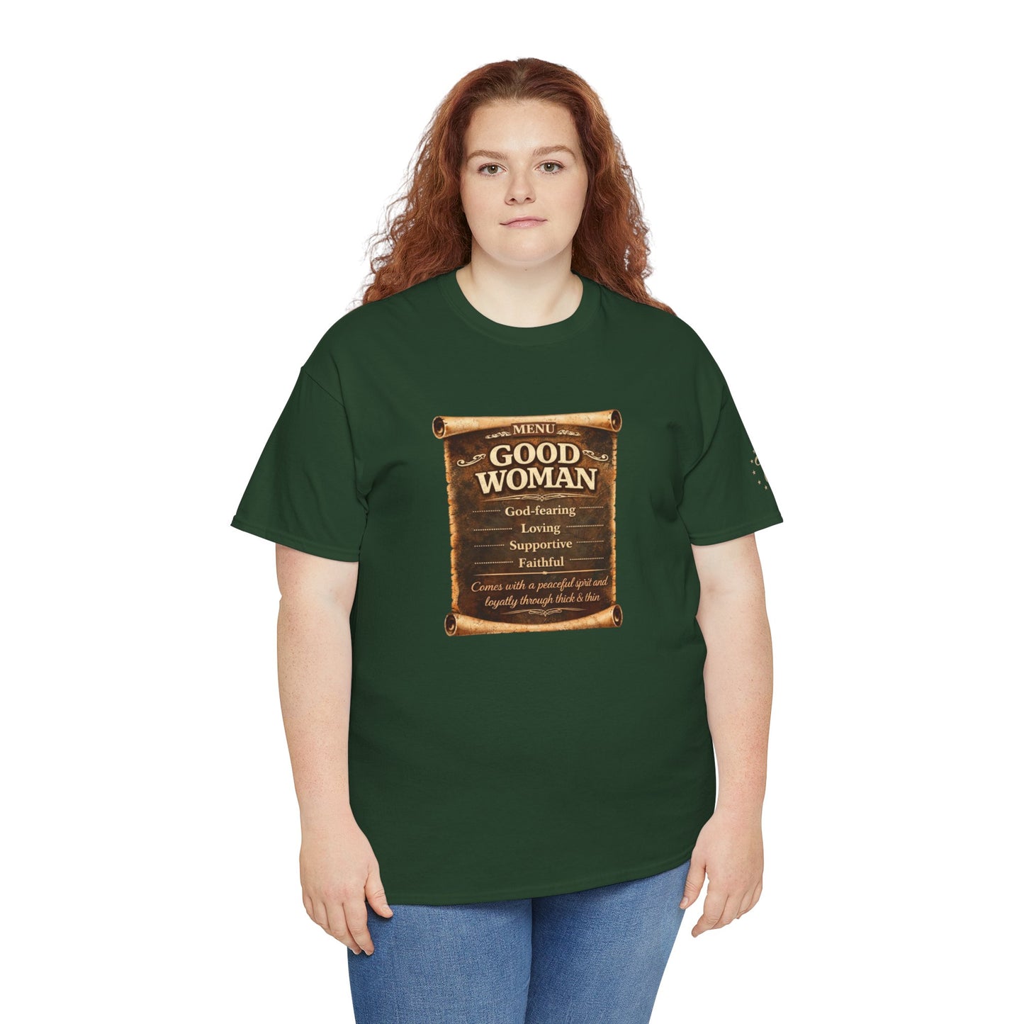 T-Shirt — 'Good Woman' Inspirational Scroll Design