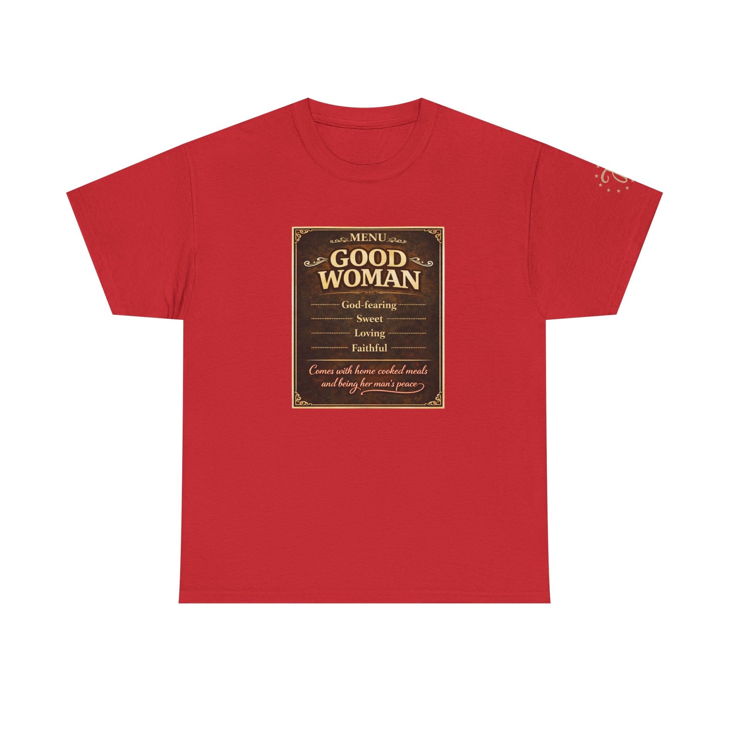 Good Woman Definition Tee — Vintage Plaque Graphic Women's Tee