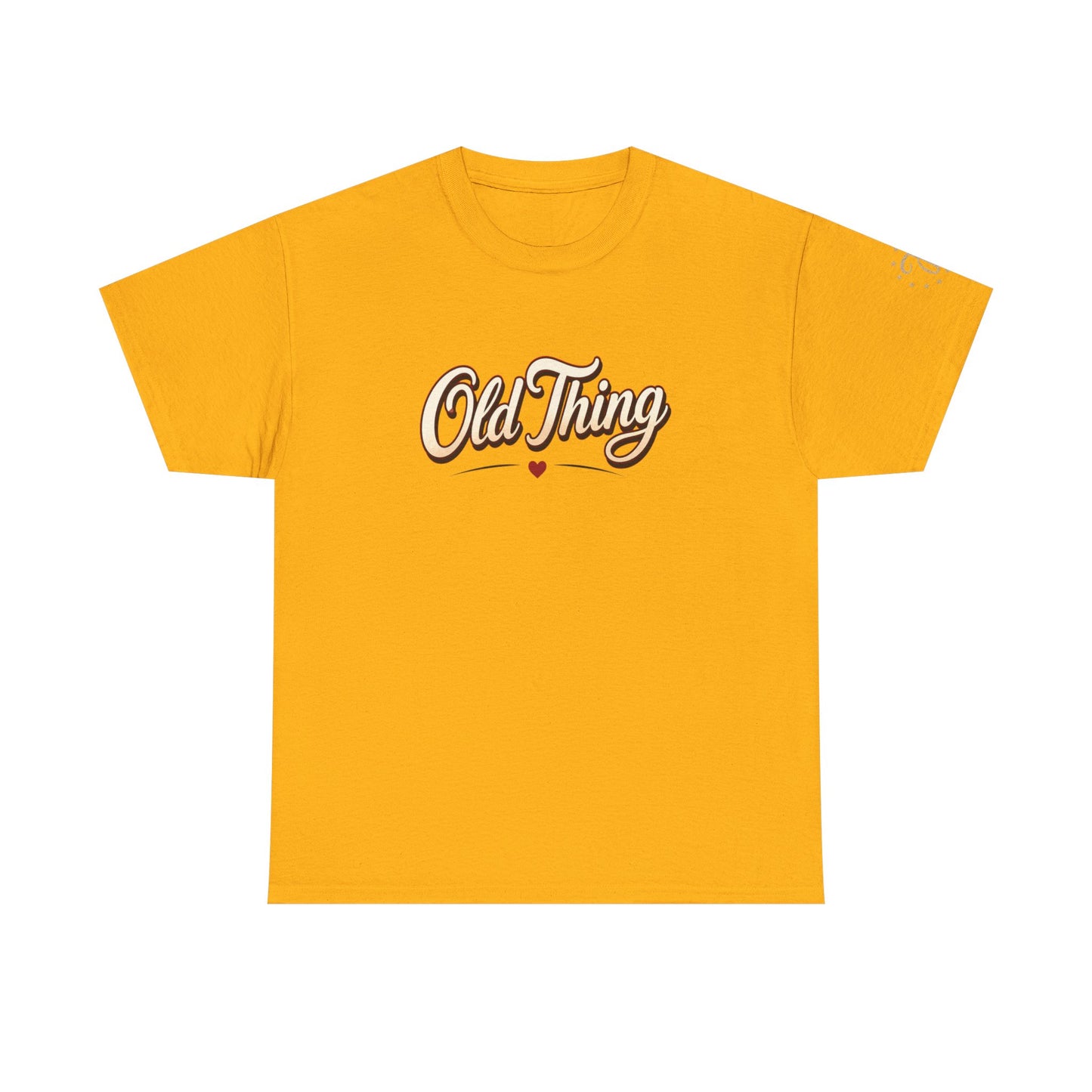 T-Shirt — "Old Thing" Retro Script Tee (We Are Spinning the Block)