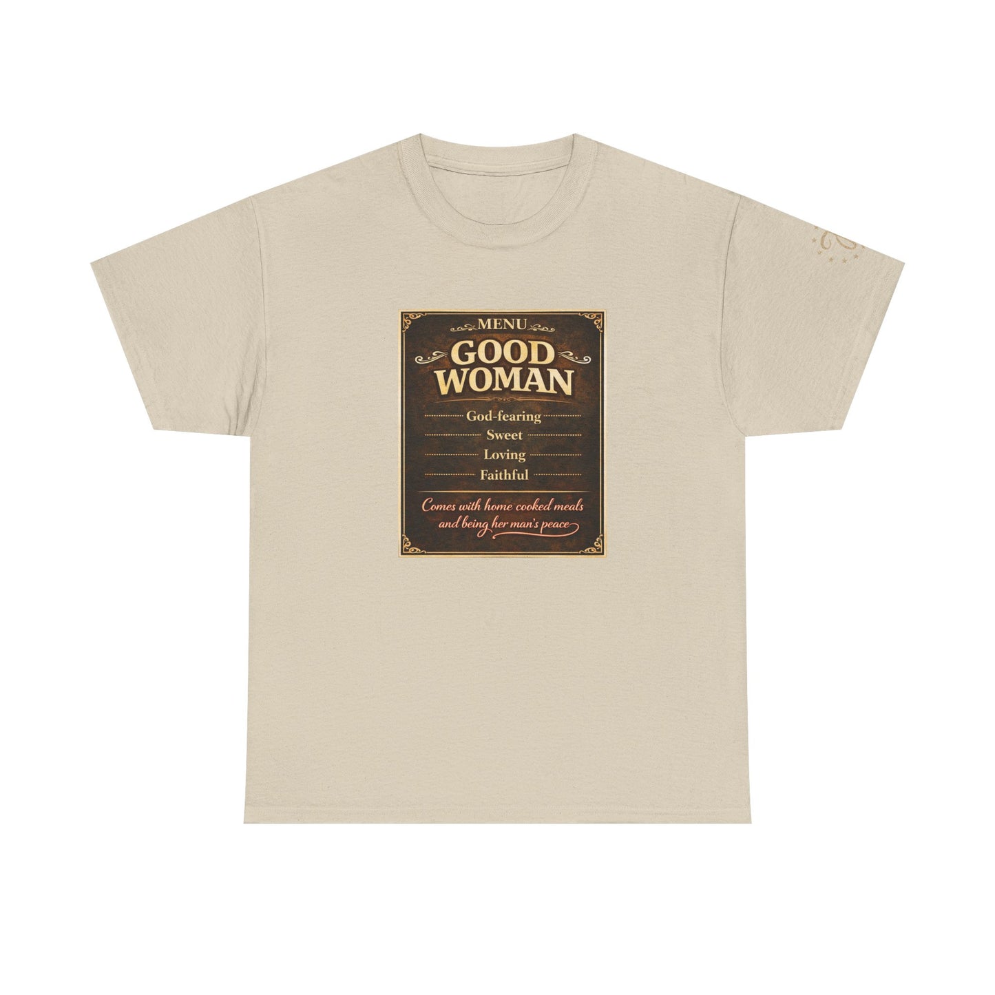 Good Woman Definition Tee — Vintage Plaque Graphic Women's Tee