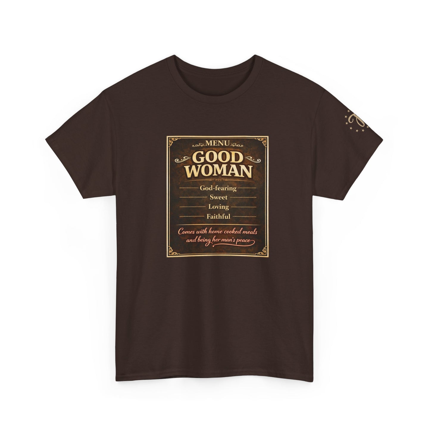 Good Woman Definition Tee — Vintage Plaque Graphic Women's Tee
