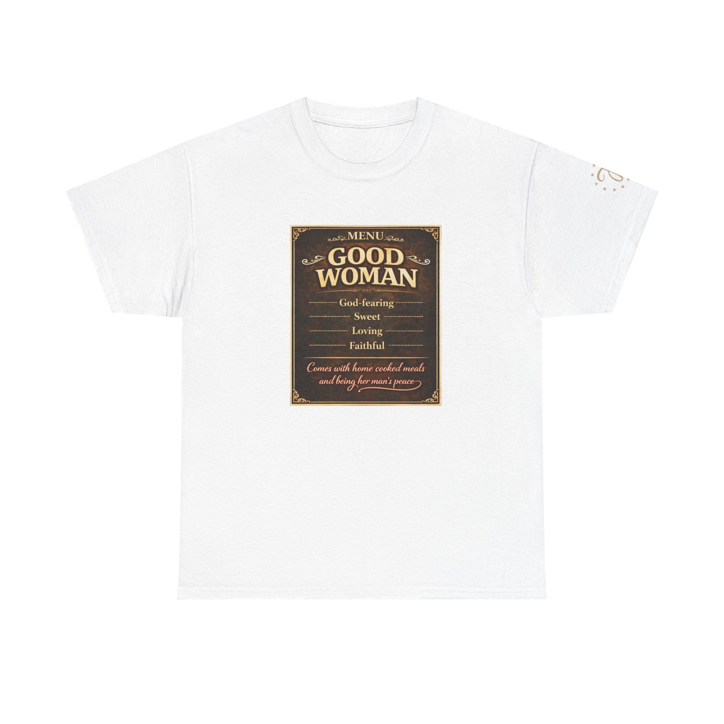 Good Woman Definition Tee — Vintage Plaque Graphic Women's Tee