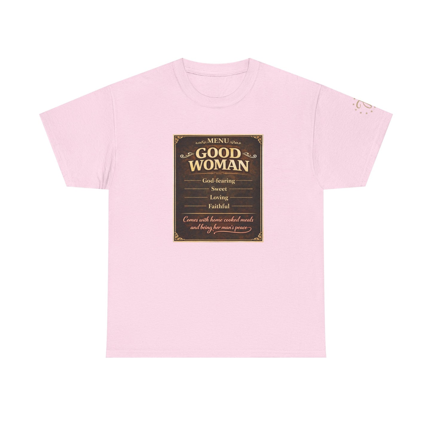 Good Woman Definition Tee — Vintage Plaque Graphic Women's Tee
