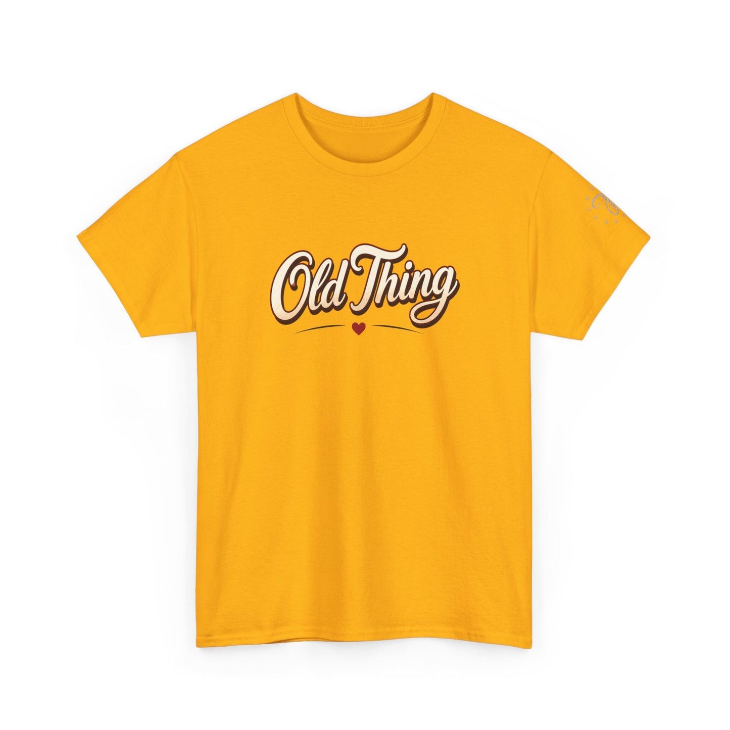 T-Shirt — "Old Thing" Retro Script Tee (We Are Spinning the Block)