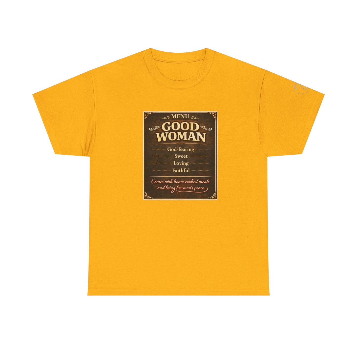 Good Woman Definition Tee — Vintage Plaque Graphic Women's Tee